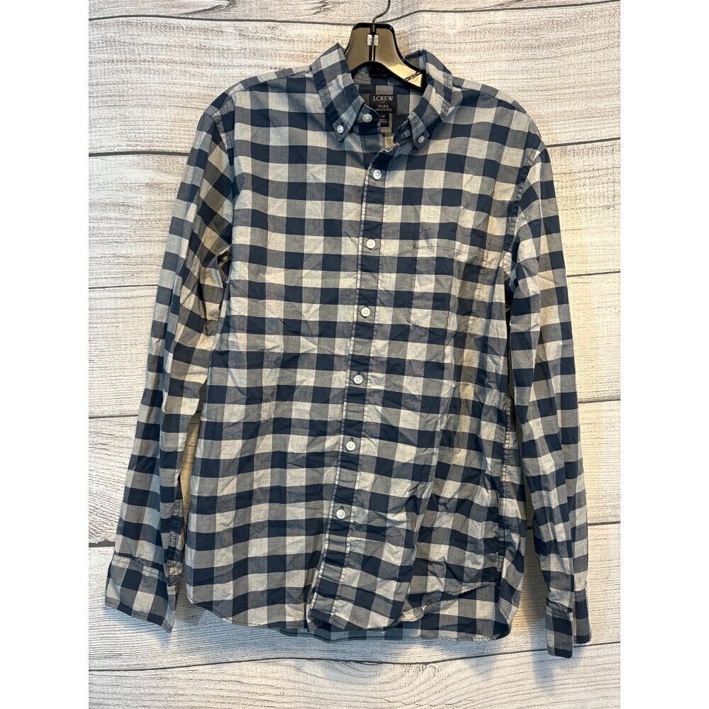 Mens J.Crew Flex Washed Slim Fit Checkered Button-Down Shirt M